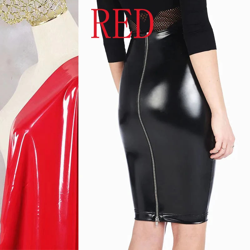 Eleganter Kunstleder-Bleistiftrock mit Reißverschluss – Figurbetonter High-Waist Rock